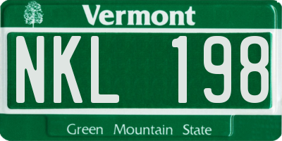 VT license plate NKL198