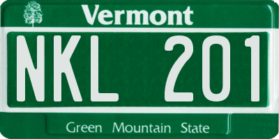 VT license plate NKL201