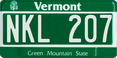 VT license plate NKL207