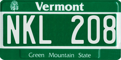 VT license plate NKL208