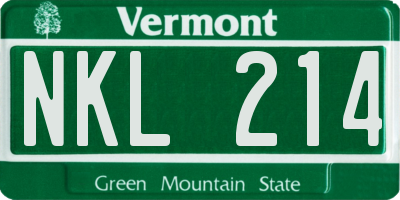 VT license plate NKL214