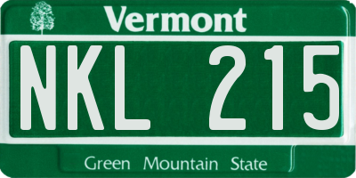 VT license plate NKL215