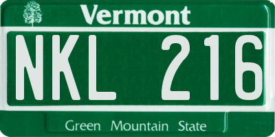 VT license plate NKL216