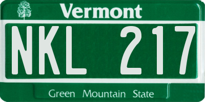 VT license plate NKL217