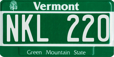 VT license plate NKL220