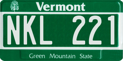 VT license plate NKL221