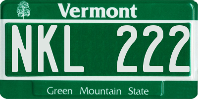 VT license plate NKL222