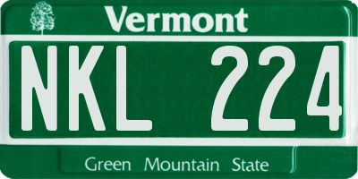 VT license plate NKL224