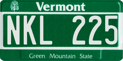 VT license plate NKL225