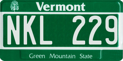 VT license plate NKL229