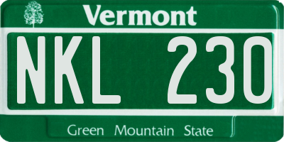 VT license plate NKL230