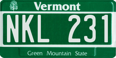 VT license plate NKL231
