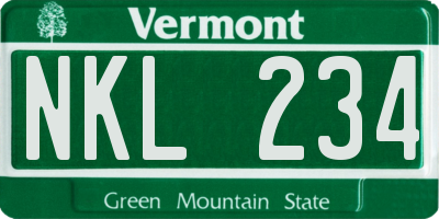 VT license plate NKL234