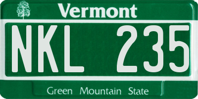 VT license plate NKL235
