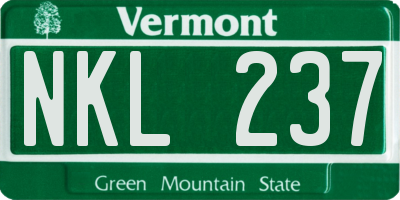 VT license plate NKL237