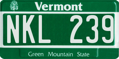 VT license plate NKL239