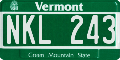 VT license plate NKL243