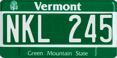 VT license plate NKL245