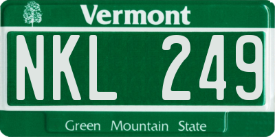VT license plate NKL249