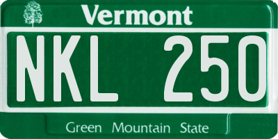 VT license plate NKL250