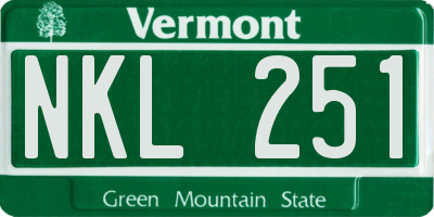VT license plate NKL251