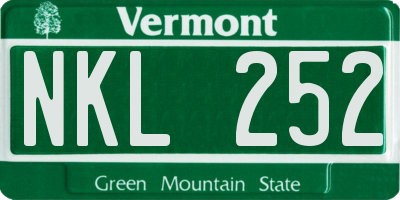 VT license plate NKL252