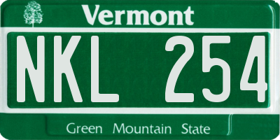 VT license plate NKL254