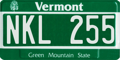 VT license plate NKL255
