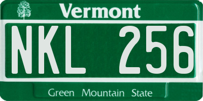 VT license plate NKL256