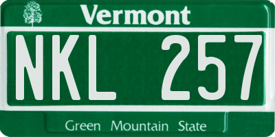 VT license plate NKL257