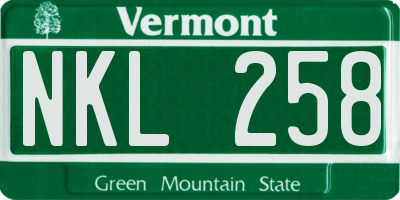 VT license plate NKL258