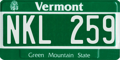 VT license plate NKL259