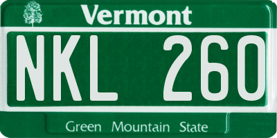 VT license plate NKL260