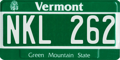 VT license plate NKL262