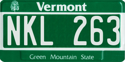 VT license plate NKL263