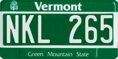 VT license plate NKL265