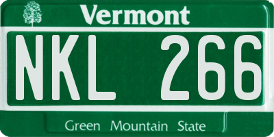 VT license plate NKL266
