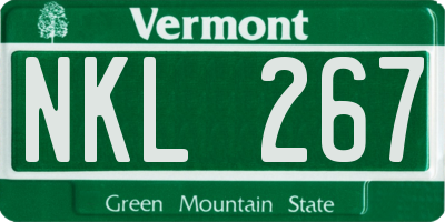 VT license plate NKL267