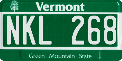 VT license plate NKL268