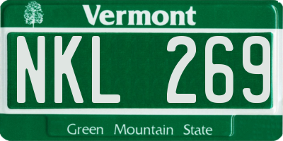 VT license plate NKL269
