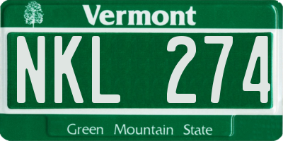 VT license plate NKL274