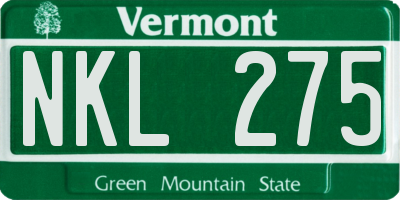 VT license plate NKL275