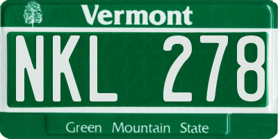 VT license plate NKL278