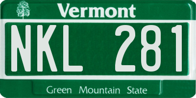 VT license plate NKL281