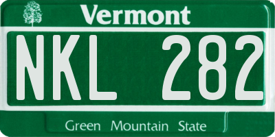 VT license plate NKL282