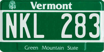 VT license plate NKL283