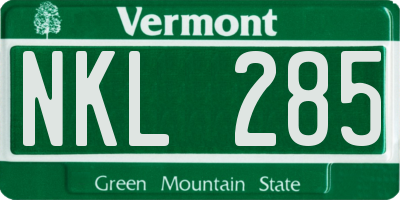 VT license plate NKL285