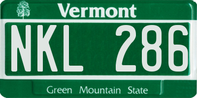 VT license plate NKL286