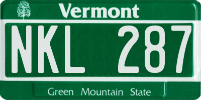 VT license plate NKL287