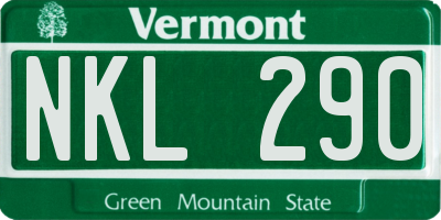 VT license plate NKL290